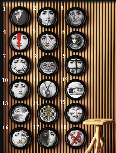 Siyah Beyaz Detay Fornasetti Yuvarlak Tablo I KZY-CDA-470