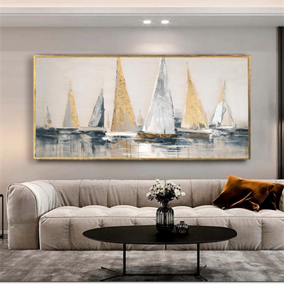 Tekne Manzara Doku İşlemli Kanvas Tablo I KZY-MA-4000