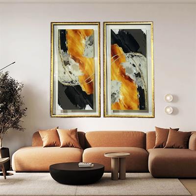 Turuncu Detay Soyut Form Tablo Kenarı Şeffaf KZY-UV-5008