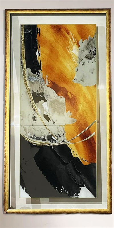 Turuncu Detay Soyut Form Tablo Kenarı Şeffaf KZY-UV-5008