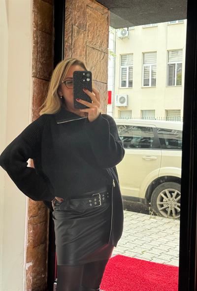 Deri Kemerli Mini Etek Siyah