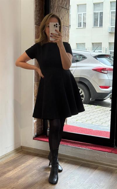 Godeli  Mini Elbise Siyah Yeni