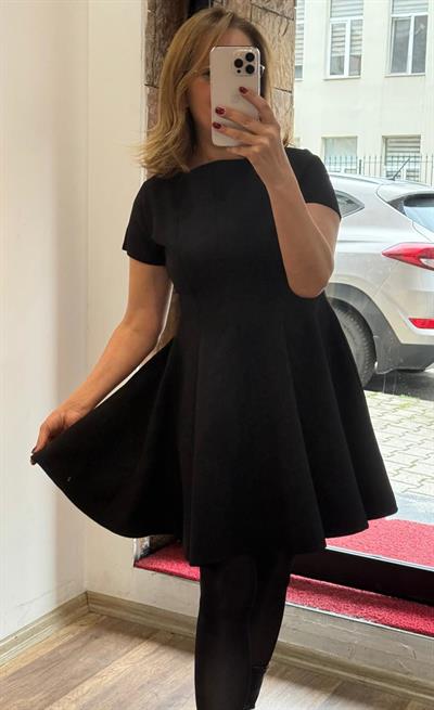 Godeli  Mini Elbise Siyah Yeni