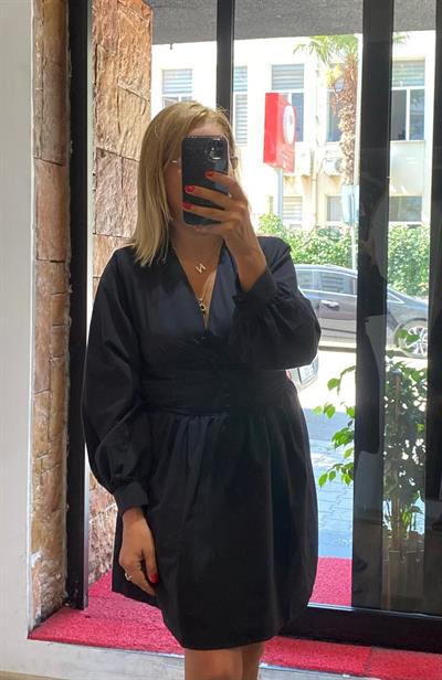 Korsajlı Mini Elbise Siyah