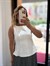 Lamineli Kalın Askılı Bluz Beyaz