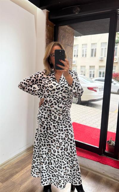 Maxi Saten Etek Leopar Desenli Yeni