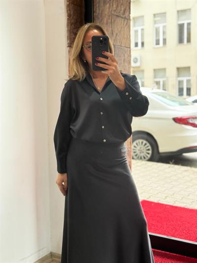 Maxi Saten Etek Siyah Yeni