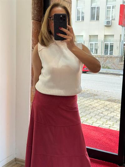 Nubuk Maxi Etek Bordo Yeni
