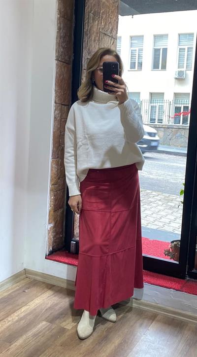 Nubuk Maxi Etek Bordo Yeni