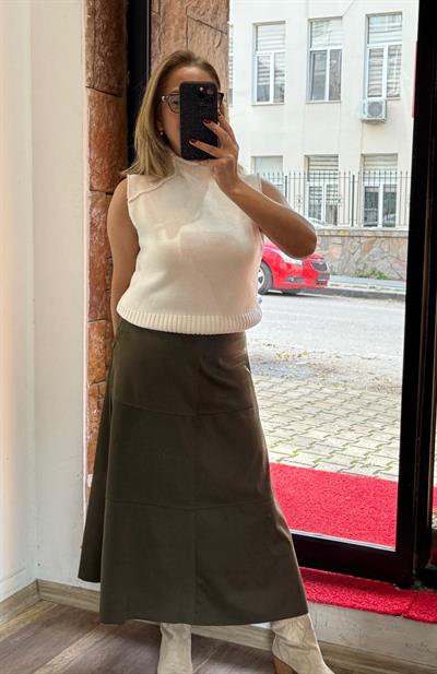Nubuk Maxi Etek Haki Yeni
