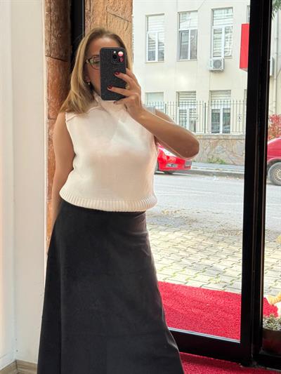 Nubuk Maxi Etek Siyah Yeni