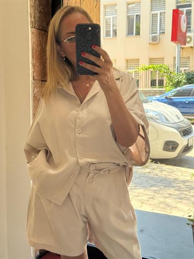 Tensel Gömlek Şort Takım Taş 