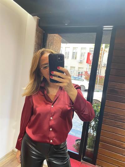 Saten Gömlek Bordo Yeni