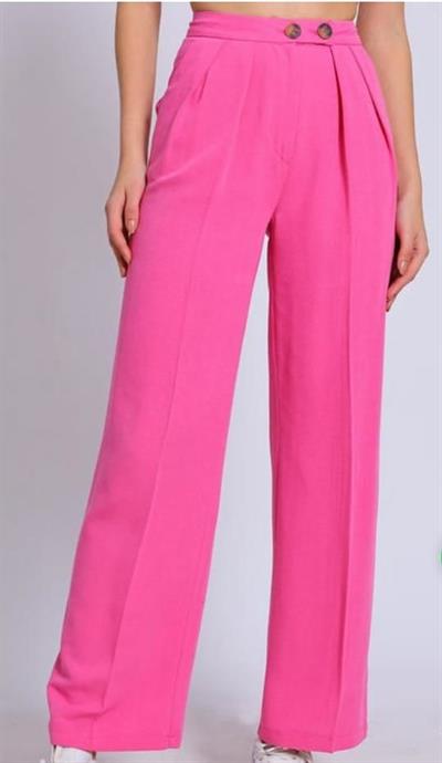 Viskon Keten Karışımlı Palazzo Pantolon Pembe
