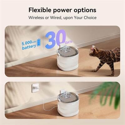 CHEERBLE E1 CELIK HAZNELI SARJLI OTOMATIK KEDI SU PINARI 2 Litre