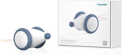Cheerble Şarjlı Akıllı İneraktif Kedi Fare Oyuncağı, Mavi 6 x 5 x 3.6 cm