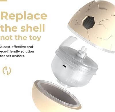 Cheerble Şarjlı Akıllı İneraktif Kedi & Köpek Yumurta Oyuncağı, Krem 8x8x10cm