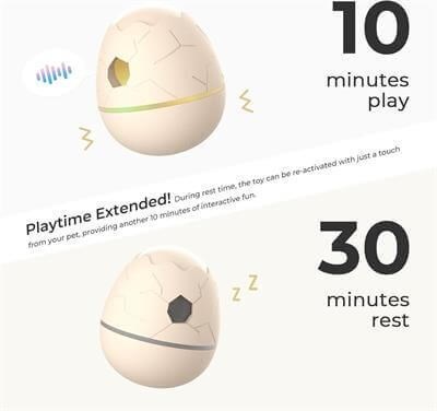 Cheerble Şarjlı Akıllı İneraktif Kedi & Köpek Yumurta Oyuncağı, Krem 8x8x10cm