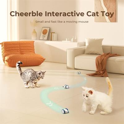 Cheerble Şarjlı Akıllı İneraktif Kedi Fare Oyuncağı, Mavi 6 x 5 x 3.6 cm