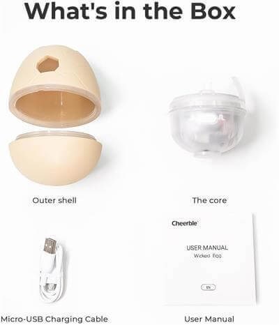 Cheerble Şarjlı Akıllı İneraktif Kedi & Köpek Yumurta Oyuncağı, Krem 8x8x10cm