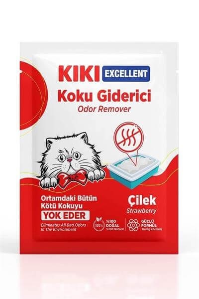 Kiki Excellent Kedi Kumu Koku Giderici Toz Çilek Kokulu 25 gr
