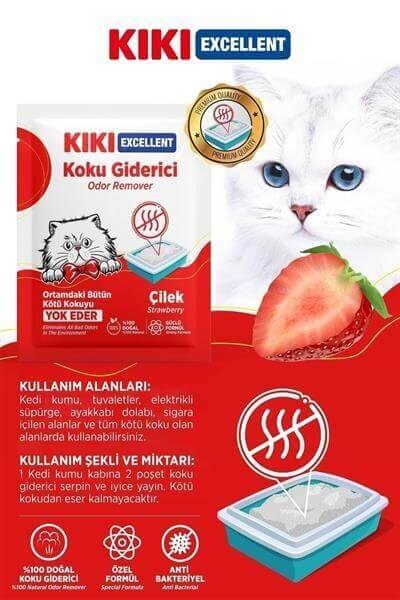 Kiki Excellent Kedi Kumu Koku Giderici Toz Çilek Kokulu 25 gr