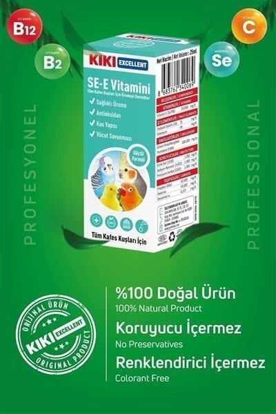 Kiki Excellent Kuşlar İçin SE-E Vitamini 25 ML