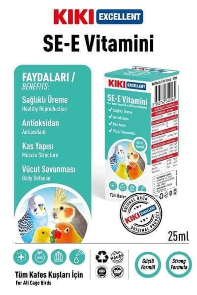 Kiki Excellent Kuşlar İçin SE-E Vitamini 25 ML