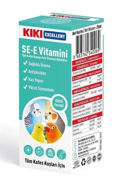 Kiki Excellent Kuşlar İçin SE-E Vitamini 25 ML
