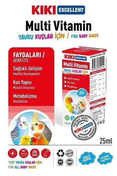Kiki Excellent Yavru Kuşlar İçin Multi Vitamin 25 ML