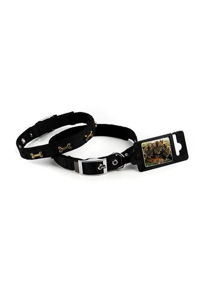 Lion yumuşak doku metal kemik desenli boyun tasması 55 cm