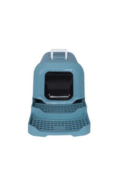 M-PETS SUEZ RATTAN KAPALI KEDİ TUVALETİ BLUE 69X42X41CM