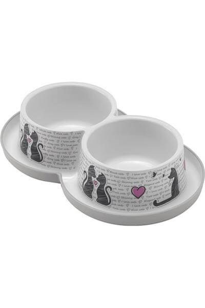 Moderna Trendy Love İkili Mama/Su Kabı 2X350 ml BEYAZ
