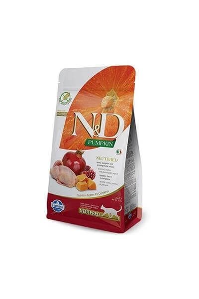 N&D Pumpkin Balkabaklı Bıldırcın Ve Narlı Kısırlaştırılmış Kedi Maması 1.5 Kg