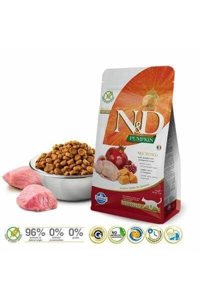 N&D Pumpkin Balkabaklı Bıldırcın Ve Narlı Kısırlaştırılmış Kedi Maması 1.5 Kg