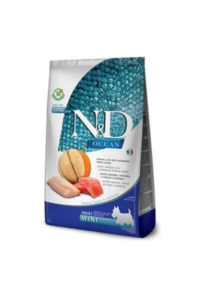 N&D Ocean Somon ve Morina Balıklı Kavunlu Mini Yetişkin Köpek Maması 2,5 Kg