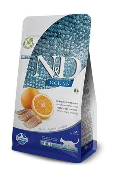 N&D Ocean Tahılsız Ringa Balıklı ve Portakallı 1.5 kg Yetişkin Kedi Maması