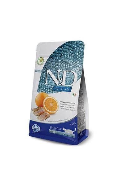 N&D Ocean Tahılsız Ringa Balıklı ve Portakallı 1.5 kg Yetişkin Kedi Maması