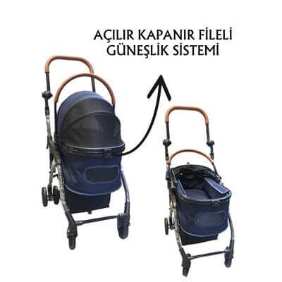 Tommy Evcil Hayvan Arabası 76,5x48x99cm Lacivert Max 15 Kg