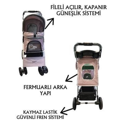 Tommy Evcil Hayvan Arabası 78x46x99,54cm Pembe Max 15 Kg