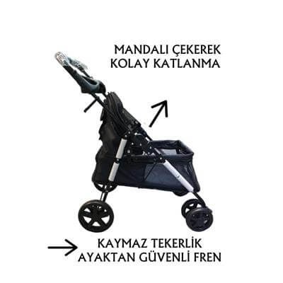 Tommy Evcil Hayvan Arabası 85x46x*91,5cm Siyah Max 15 Kg