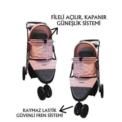 Tommy Evcil Hayvan Arabası 86x46x94,5cm Pembe Max 15 Kg