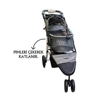 Tommy Evcil Hayvan Arabası 86x46x94,5cm Gri Max 15 Kg