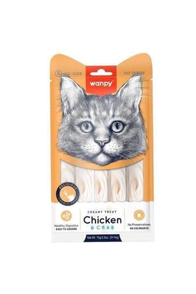 Wanpy Tavuklu Yengeçli Krema Kedi Ödülü 5x14 gr