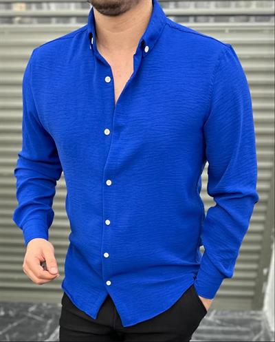 Airobin Kumaş Gömlek Saks Mavisi