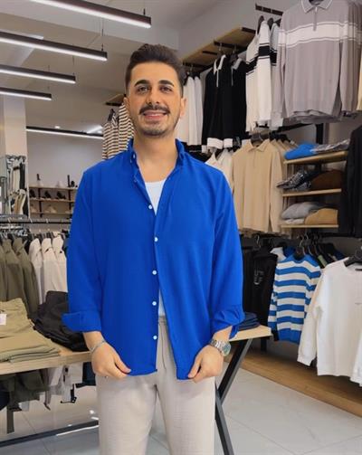 Airobin Kumaş Gömlek Saks Mavisi