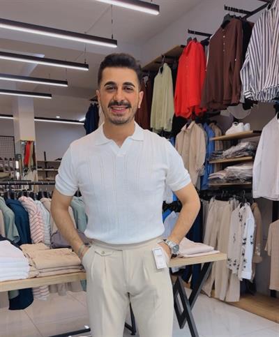 Desenli V-Yaka Triko Beyaz