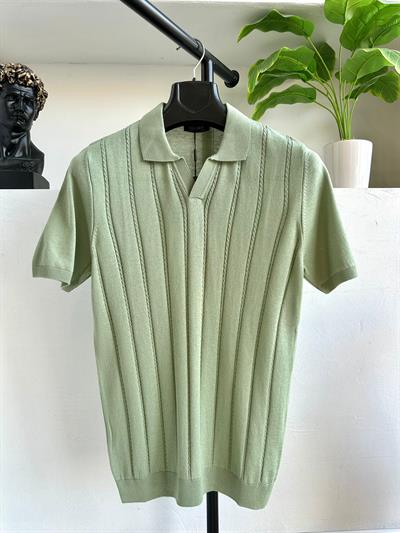 Desenli V-Yaka Triko Çağla Yeşili