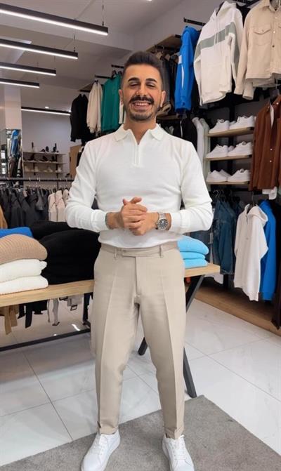 Polo Yaka Triko Beyaz