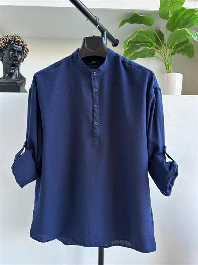 Keten Hakim Yakalı Gömlek Lacivert